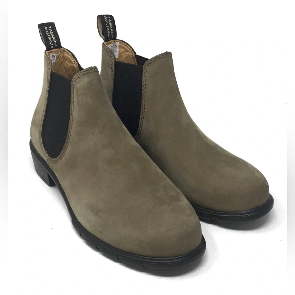 Blundstone 1974 Ankle Suede Leather Stone Nubuck Heeled Chelsea Boots US 7 - Picture 12 of 16